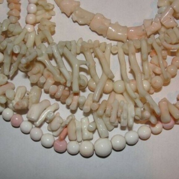 Angelskin Coral Mutli Strand Torsade Necklace with - Picture 3 of 5